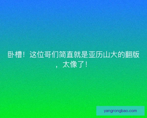 卧槽!这位哥们简直就是亚历山大的翻版,太像了! 卧槽!这位哥们简直就是亚历山大的翻版,太像了!