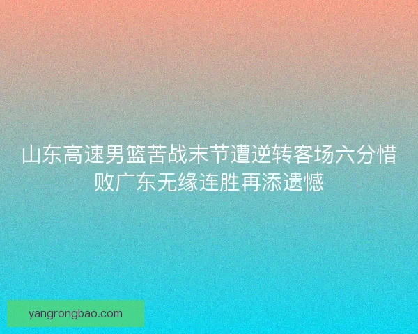山东高速男篮苦战末节遭逆转客场六分惜败广东无缘连胜再添遗憾 山东高速男篮苦战末节遭逆转客场六分惜败广东无缘连胜再添遗憾